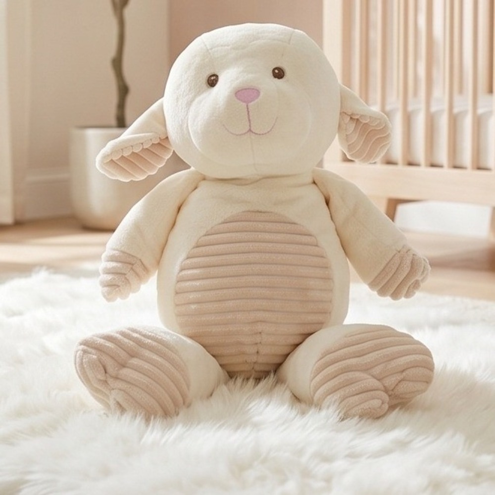 Kellytoy Plush Lamb Sheep Cream White Corduroy Belly 18" Stuffed Animal Plush
